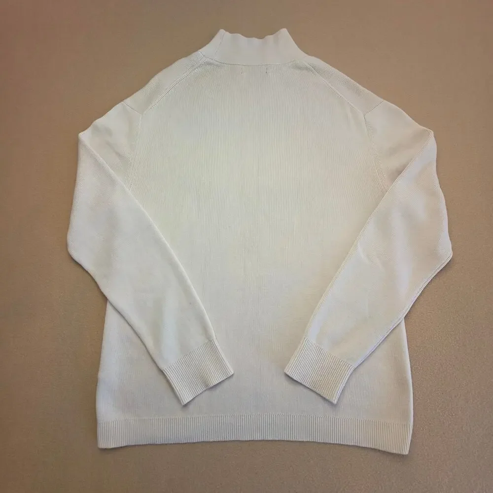 Banana Republic Supima Cotton Sportif Mock Neck Sweater Cream Sz Large